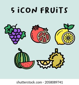 Icon fruits colorful. Vector Illustration