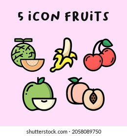 Icon fruits colorful. Vector Illustration
