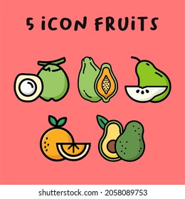 Icon fruits colorful. Vector Illustration