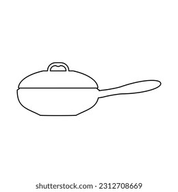 The icon of a frying pan with a closed lid on a white background. Vector image.