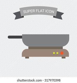Icon of frying pan standing on hotplate