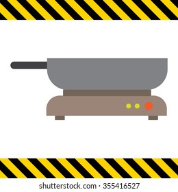 Icon of frying pan standing on hotplate