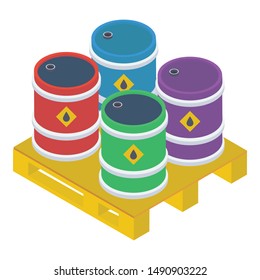 Icon of fuel barrel isometric design.