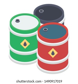 Icon of fuel barrel isometric design.