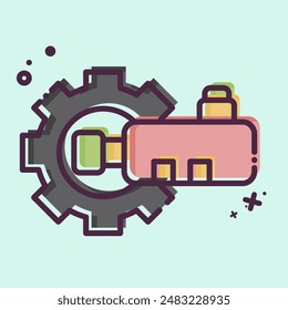 Symbol Kraftstofftank-Drucksensor. bezieht sich auf das Auto-Wartungs-Symbol. MBE-Stil. einfache Darstellung