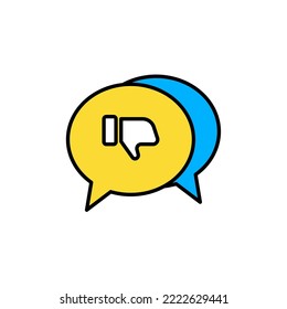 icon full color feedback review, comment, bubble chat, text, communication, chatting. editable color stroke and fill. outline and filled colorful icon style.