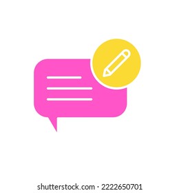 icon full color feedback review, comment, bubble chat, text, communication, chatting. editable color stroke and fill. filled colorful icon style.