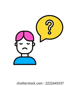 icon full color rating help, support, customer service, customer, bubble chat, question, communication, person. editable color stroke and fill. outline and filled colorful icon style.