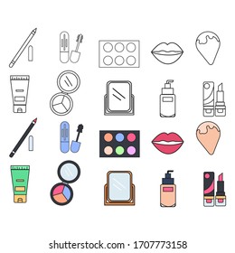 icon full set make up 2 type vector