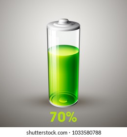 icon fully charged battery. Charging process. Battery charge status. Different states of charged. Isolated on grey background. Business Infographics Discharged illustration.