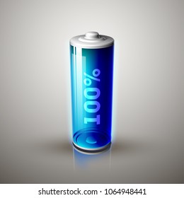 icon fully charged battery. Charging process. Battery charge status. Different states of charged. Isolated on grey background. Business Infographics Discharged illustration.