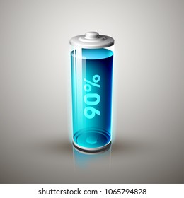icon fully charged battery. Charging process. Battery charge status. Different states of charged. Isolated on grey background. Business Infographics Discharged illustration.