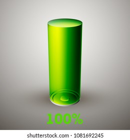 icon fully charged battery. Charging process. Battery charge status. Different states of charged. Isolated on grey background. Business Infographics Discharged illustration.