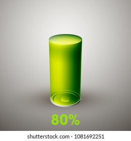 icon fully charged battery. Charging process. Battery charge status. Different states of charged. Isolated on grey background. Business Infographics Discharged illustration.