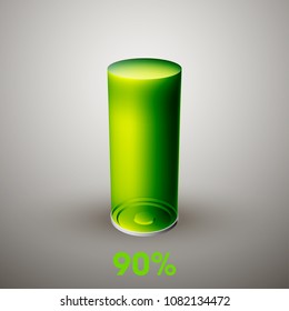 icon fully charged battery. Charging process. Battery charge status. Different states of charged. Isolated on grey background. Business Infographics Discharged illustration.