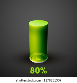 icon fully charged battery. Charging process. Battery charge status. Different states of charged. Isolated on grey background. Business Infographics Discharged illustration.