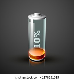 icon fully charged battery. Charging process. Battery charge status. Different states of charged. Isolated on grey background. Business Infographics Discharged illustration.