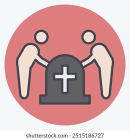 Icon Funeral. related to Seath symbol. color mate style. simple illustration