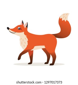 Icon of funny cute red fox isolated, forest, woodland animal, vector illustration for children book or decoration