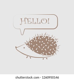 Icon funny hedgehog with the words hello in the dialog box