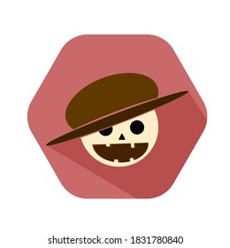 Icon of a funny laughing skull wearing a slanted hat