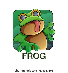 icon funny and witty frog showing tongue