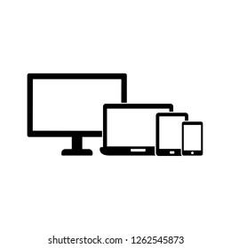 Icon of Gadget, Device, Media, Monitor, Laptop, Smart phone, tablet. Editable vector 64x64 Pixel. 