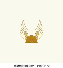 Icon gaelic helmet with wings.