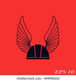 Icon gaelic helmet with wings.