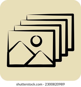 Symbolgalerie. geeignet für das Symbol Paint Art Tools. handgezeichnet. einfaches Design bearbeitbar. Designvorlage, Vektor. einfache Abbildung