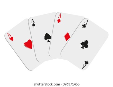 icon gambling. Four playing cards of an ace on a white background