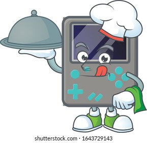 An icon of game console as a Chef with food on tray ready to serve