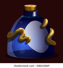 icon game magic fairy blue bottle. Vector design for app user interface