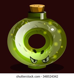 icon game magic fairy green angry bottle. Vector design for app user interface