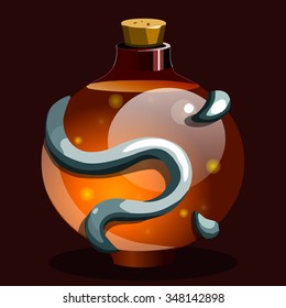 icon game magic fairy orange bottle. Vector design for app user interface