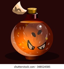 icon game magic fairy orange angry bottle. Vector design for app user interface