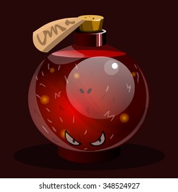 icon game magic fairy red angry bottle. Vector design for app user interface