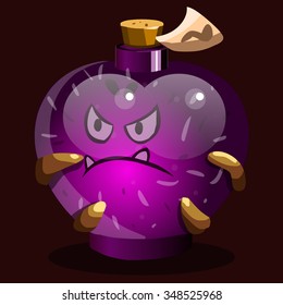 icon game magic fairy violet angry bottle. Vector design for app user interface