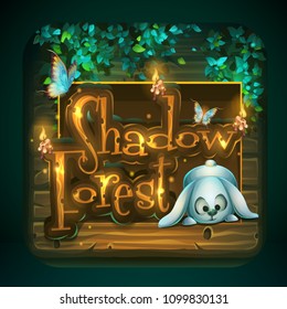 Icon for game user interface. Vector illustration to the computer game Shadowy forest GUI. Background image to create original video or web games, graphic design, screen savers.