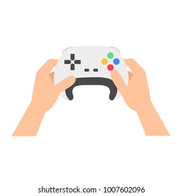 Icon gamepad controller in hands. Joysticks for game