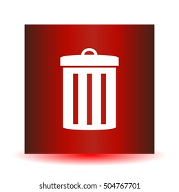 Icon garbage can on a red background. Vector Image.