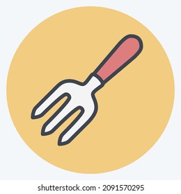 Icon Garden Fork - Color Mate Style - Simple illustration,Editable stroke,Design template vector, Good for prints, posters, advertisements, announcements, info graphics, etc.