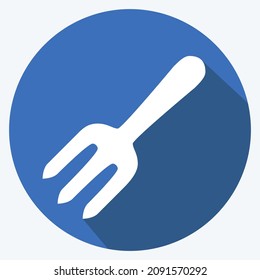 Icon Garden Fork - Long Shadow Style - Einfache Illustration, bearbeitbarer Strich, Design Template Vektor, Gut für Drucke, Plakate, Anzeigen, Ankündigungen, Infografiken, etc.