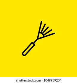 Icon of garden rake. Tool, harrow, work outdoor. Agriculture concept. Can be used for topics like farming, gardening, cultivation.