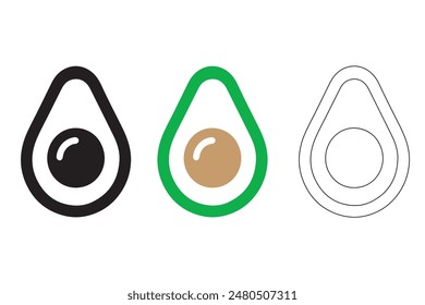 Icon of a garden-fresh avocado, symbolizing a healthy lifestyle, suitable as a template for graphics and web design, part of a collection for logo vector illustrations.