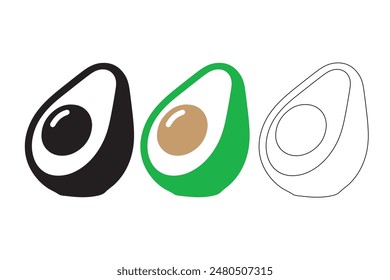 Icon of a garden-fresh avocado, symbolizing a healthy lifestyle, suitable as a template for graphics and web design, part of a collection for logo vector illustrations.