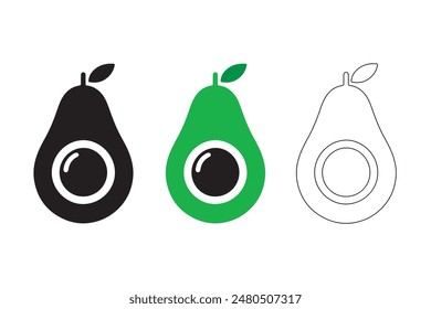 Icono de un aguacate fresco, simbolizando un estilo de vida saludable, apto como Plantilla para gráficas y Diseño web, parte de una colección para Ilustraciones vectoriales de logo.