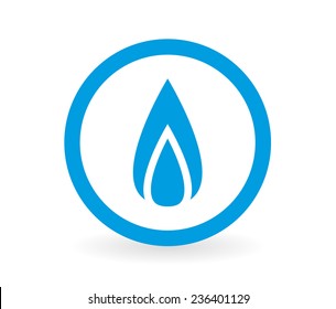 Icon Of A Gas Flame In Blue And White - Abstract Vector Image Easy To Change Color.