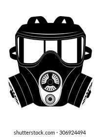 icon gas mask black and white vector illustration isolated on white background
