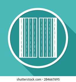Icon gate on white circle with a long shadow
